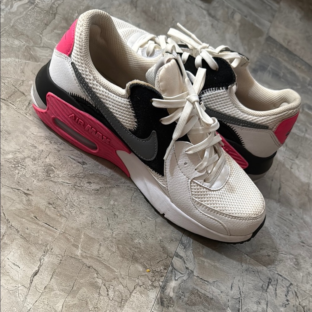 Nike White and Black Sneakers with Air Max Comfort